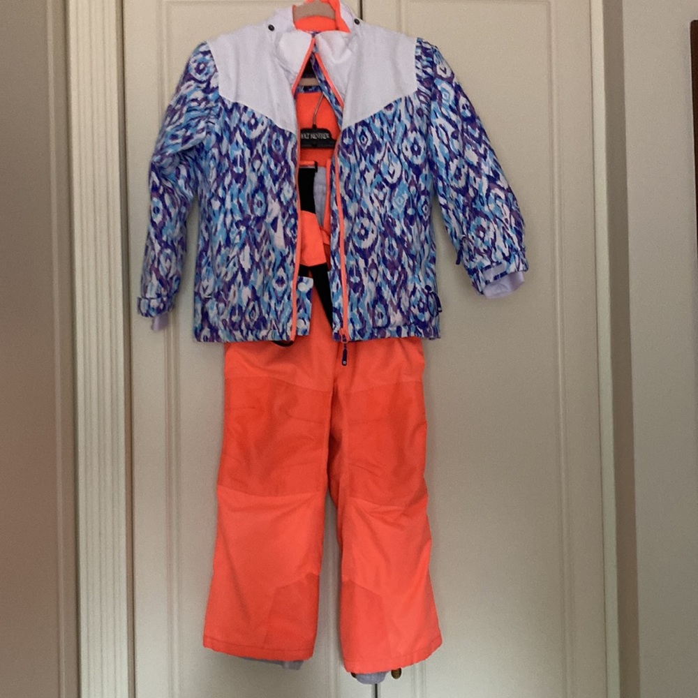 Kids' Orange and Blue Patterned Snowsuit